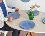 RAGABA Petite table à manger ovale 100 x 75 cm, cadre en X, table à manger pour 4 personnes, bois massif, moderne, peu encombrante | Blanc