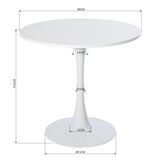 MEUBLE COSY Table Salle à Manger Ronde Scandinave 2-4 Personnes pour Salon Cuisine, en Bois d'ingénierie et métal, Blanc, 80x80x73cm