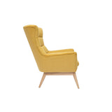 Miliboo Fauteuil scandinave en Tissu Effet Velours texturé Jaune Moutarde et Bois Clair Brody