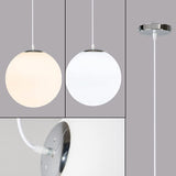 Suspension Globe Moderne avec Abat-Jour en Verre Blanc, plafonnier à 1 lumière en Forme de Boule de Verre, luminaire Suspendu chromé pour Cuisine, îlot, Chambre à Coucher, Salle à Manger, Salon