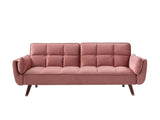 Vente-unique - Canapé 3 Places Convertible clic-clac en Velours Rose GULCAN