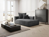 Vente-unique - Méridienne Droite en Velours côtelé Gris Anthracite PINETA