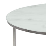 AC Design Furniture Antje Table Basse Ronde, Ø: 80 x 45 cm, Aspect Marbre Blanc /Chrome, Verre/Metal, 1 pc