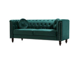 Vente-unique-Canapés 3 Places et 2 Places en Velours Vert émeraude Turner