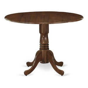 East West Furniture DLT-AWA-TP Dublin Table de salle à manger – un plateau rond en bois massif avec socle rabattable et piédestal, 106,7 x 106,7 cm, noyer