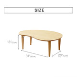 EMOOR Table Basse Pliante en Bois en Forme de Poire (L80xP52xH33cm) Naturel, Table à Thé Assise au Sol Japonais Minimaliste Petit Espace Tatami Chambre Salon