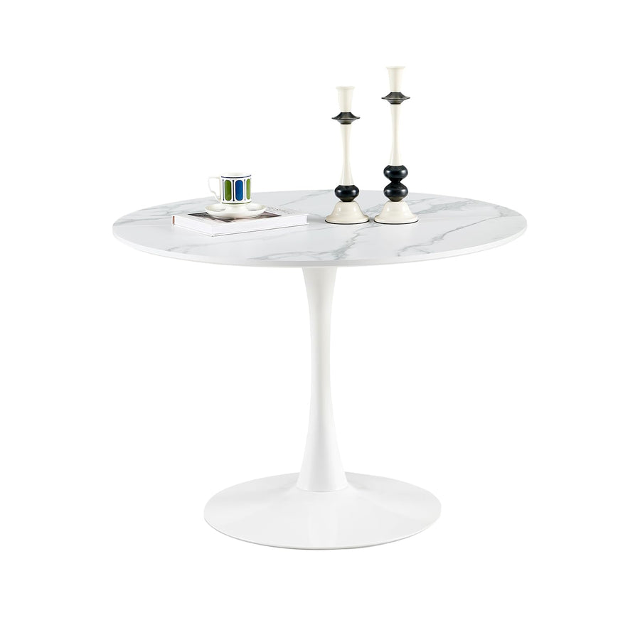 buybyroom Table de Salle à Manger, Ronde, Moderne, Table de Bar, Bureau, Convient pour la Cuisine, la Salle à Manger, Le Salon et Le Bureau, pour 2 à 4 Personnes, diamètre 100 cm, Couleur marbre