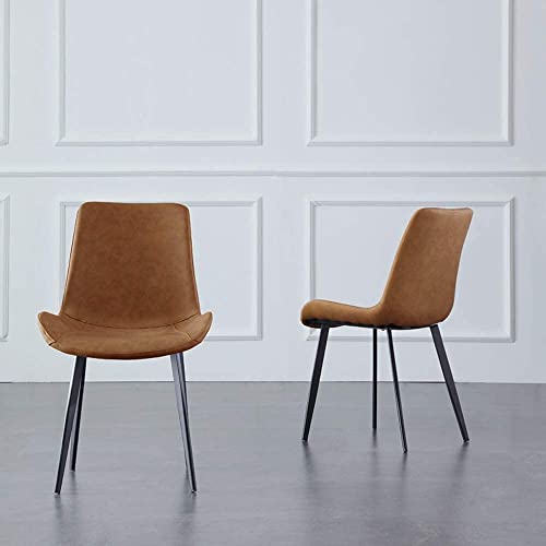 Ensemble de 2 chaises de Repas, Chaise rembourrée en Cuir PU Mat, Chaise latérale Moderne, Chaise en métal (Brunes) dans la Cuisine, la Salle à Manger, la Chambre et Le Salon