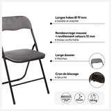 5 five simply smart Chaise Pliante Velours Gris, Gris foncé