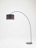 Lampadaire à arc modèle 6304N Perenz Cette lampe de sol est fabriquée avec un cadre en métal peint blanc et abat-jour en tissu Noir