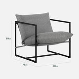 ZINUS Aidan Fauteuil d’exception style suspendu, avec structure en métal et coussins remplis de flocons de mousse, Montage facile sans outils,Fauteuil livré dans une boîte compacte, Gris clair