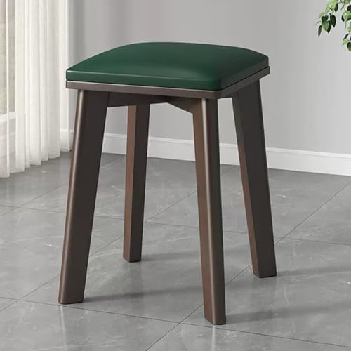 ITETONE Tabouret de Coiffeuse en Bois Massif, Tabouret rembourré Moderne Multifonctionnel, siège supplémentaire pour Salon, entrée, couloirs et Chambres (Taille : Couleur Noyer, Couleur : Vert)