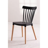 Kosmi Chaise Style scandinave à barreaux modèle Pop - Coque en résine Noire et Pieds en Bois Naturel
