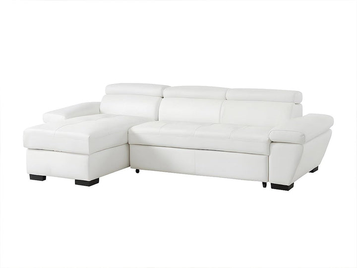 Vente-unique - Canapé d'angle Convertible en Cuir JONOVA - Blanc - Angle Gauche