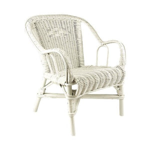 PEGANE Fauteuil pour Enfant en rotin laqué Blanc, Dim : 41 x 42 x 50 cm