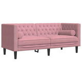 Lumanois Canapé Chesterfield avec traversins 2 Places Rose Velours Canapés Rose,372686