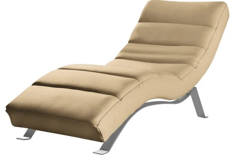 VENESETTI Chaise Longue réglable Multipositions, en Cuir de Luxe Italien, Sweet, Beige VENESETTI Chaise Longue réglable Multipositions, en Cuir de Luxe Italien, Sweet, Beige