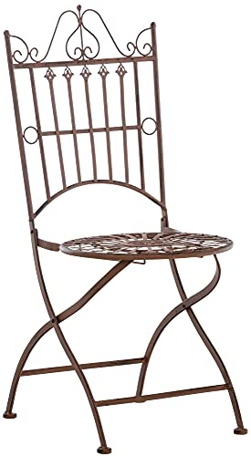 CLP Chaise De Jardin Pliante Sadao I Chaise D'Extérieur en Fer Forgé avec Hauteur D'Assise 44 cm I Chaise Design pour Terrasse Ou Balcon, Couleur:Marron Antique