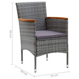 Generisch Kangmusi 310567 Lot de 4 chaises de jardin en polyrotin Gris