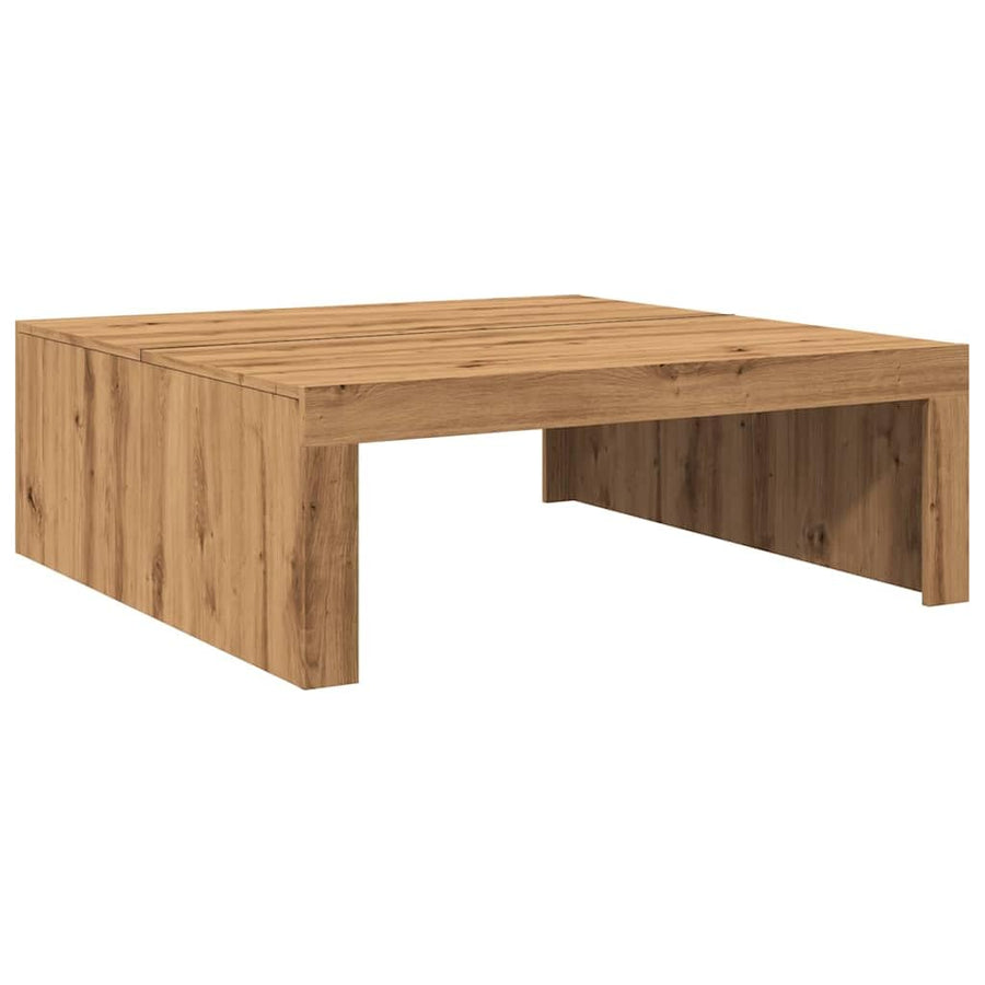 vidaXL Table Basse chêne Artisanal 100x100x35 cm Bois d'ingénierie, Table latérale, Table de Salon, Table d'accent, Bout de canapé, Table Centrale