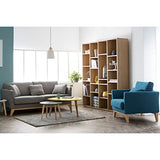 Miliboo Fauteuil scandinave déhoussable en Tissu Bleu Canard et Bois Clair Oslo