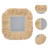 FLCPJGV Miroir de Ferme en Paille tressée, Miroir décoratif, Miroir bohème pour Salle de Bain et Appartement, CarrÉ