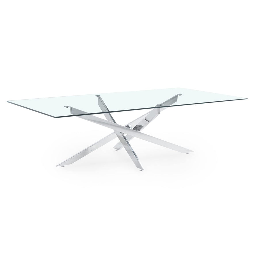 Mobilier-Deco Neola - Table Basse Design rectangulaire en Verre Pieds argentés Mobilier-Deco Neola - Table Basse Design rectangulaire en Verre Pieds argentés