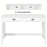 Yaheetech Bureau Informatique en Bois MDF Poste de Travail Table d'Ordinateur avec 4 Tiroirs et Étagère Amovible pour Casiers Coiffeuse Chambre Salon Bibliothèque 106 × 53 × 90 cm Blanc