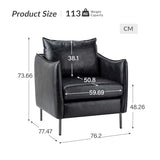Fauteuil en cuir, chaises d'appoint modernes en cuir synthétique, chaises de lecture rembourrées avec coussins mobiles, design confortable pour la décoration de la maison