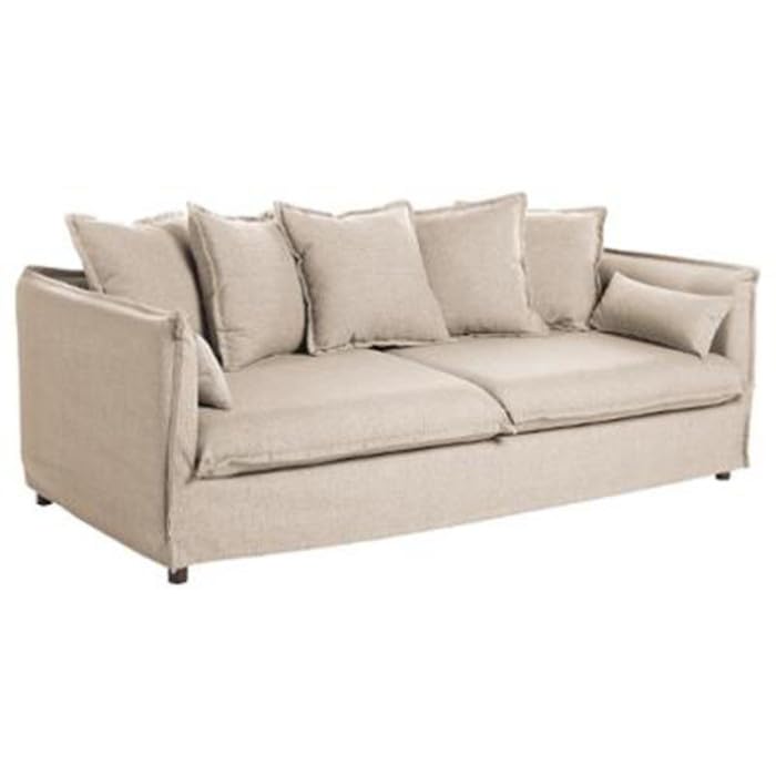 Atmosphera Créateur d'intérieur - Canapé Lin 3 Places Odilon 210cm Beige