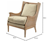 Loberon Greenbrier - Fauteuil rembourré confortable - Finition antique authentique - Tressé à la main - Coton - Rotin - Bois de frêne - Marron antique / Beige