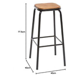 Miliboo Tabourets de Bar empilables Noir et Bois foncé H77.5 cm (Lot de 2) Memphis