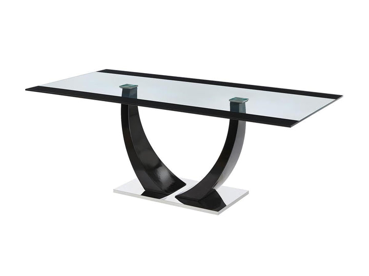 Vente-unique - Table à Manger 8 Personnes en Verre trempé, MDF et Acier Inoxydable - Noir - Mezzo II Vente-unique - Table à Manger 8 Personnes en Verre trempé, MDF et Acier Inoxydable - Noir - Mezzo II