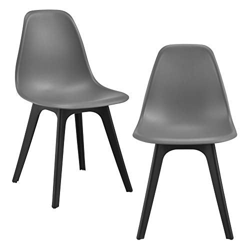 [en.casa] Set de 2 Chaises Design Chaise de Cuisine Chaise de Salle à Manger Plastique Gris et Noir 83 x 54 x 48 cm