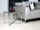 AC Design Furniture Gurli Table de Basse Carrée, H: 45 x l: 50 x P: 50 cm, Transparent/Chrome, Verre/Métal, 1 pc
