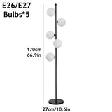 KlkrzJwy Lampadaire Mid Century 5 Lumières 66,9" Globe En Verre Lampadaire Lampe Haute En Verre Dépoli Avec Base En Marbre E26 Dimmable Lampe Sur Pied Pour Salon Bureau Chambre Canapé Coin