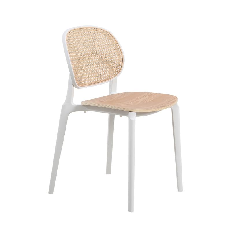 Kosmi Chaise Blanche, Assise Bois et cannage Naturel