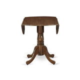 East West Furniture DLT-AWA-TP Dublin Table de salle à manger – un plateau rond en bois massif avec socle rabattable et piédestal, 106,7 x 106,7 cm, noyer