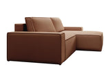 Vente-unique - Canapé d'angle Droit Convertible en Tissu Effet Cuir Marron Amelia