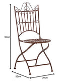 CLP Chaise De Jardin Pliante Sadao I Chaise D'Extérieur en Fer Forgé avec Hauteur D'Assise 44 cm I Chaise Design pour Terrasse Ou Balcon, Couleur:Marron Antique