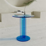 ZDFTGKM Table basse ronde moderne en acrylique - Multifonction - Pour salon, chambre à coucher et bureau - Bleu - 53 x 58 cm (l x L)