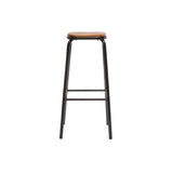 Miliboo Tabourets de Bar empilables Noir et Bois foncé H77.5 cm (Lot de 2) Memphis