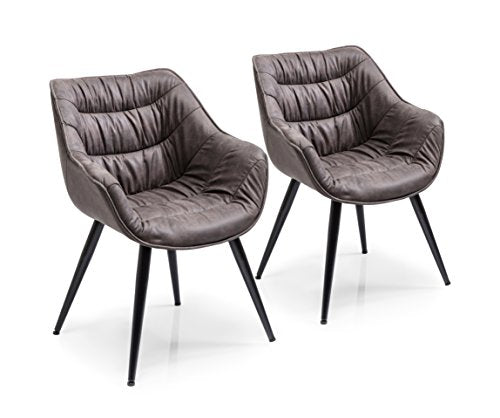 Kare Design Chaise Thelma, lot de 2, gris, chaises avec accoudoirs, chaise salle a manger, maison, salon, cuisine, 82x65x60cm Kare Design Chaise Thelma, lot de 2, gris, chaises avec accoudoirs, chaise salle a manger, maison, salon, cuisine, 82x65x60cm