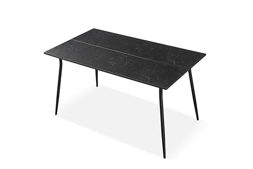 B&D Home Dining Room Table LIOR | 140cm x 80cm Kitchen Table Wooden Table for Kitchen Dining Room | Modern Industrial Design | Marble Look, 11215-140-MASW