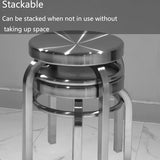 Tabourets de bar industriels en acier inoxydable, chaises de salle à manger empilables et dos nu, hauteur de comptoir de 45,7 cm pour restaurants et bars, design rond en métal