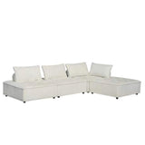 CONCEPT USINE | Canapé d'angle Modulable 4 Places STAVA | Velours Texturé Blanc | Élégant et Confortable | Design Moderne | Assise Spacieuse et Moelleuse | Structure Robuste Bois Massif | Idéal Salon