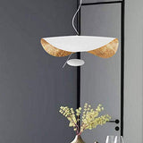 COCOL LED Pendentif En Forme De Feuille Chapeau Doré Suspension Lampe Hauteur Réglable Plafond Suspension Café Bar Chambre Salon Décoration Lustre Système D'éclairage,Blanc,60cm