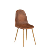 Ensemble de 4 chaises de salle à manger CangLong, chaises de cuisine capitonnées rétro pour salon, salle à manger, chaises scandinaves en similicuir avec pieds en métal, marron