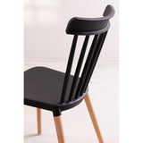 Kosmi Chaise Style scandinave à barreaux modèle Pop - Coque en résine Noire et Pieds en Bois Naturel