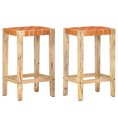 Generisch jiangboyue-321830 Lot de 2 tabourets de bar en cuir véritable 75 cm